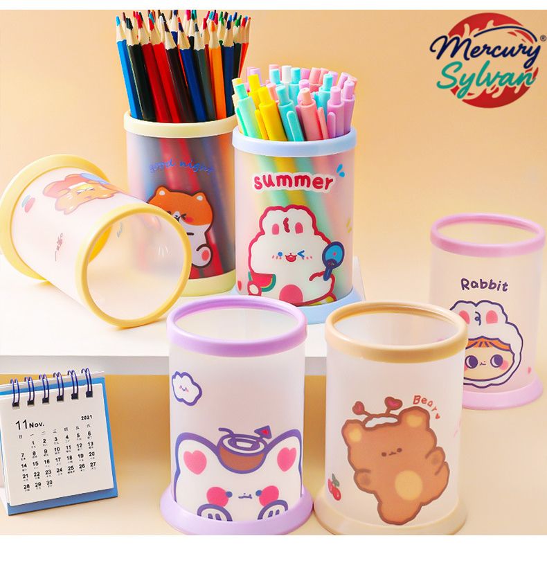 Creative Cute Pen Pencil Holder,Multifunctional Stationery Pen Holder Makeup Brush Holder Kitchen Storage Cup,Cartoon folding DIY pen holder Storage desk Organizer,Kids Office Decor toothbrush Holder