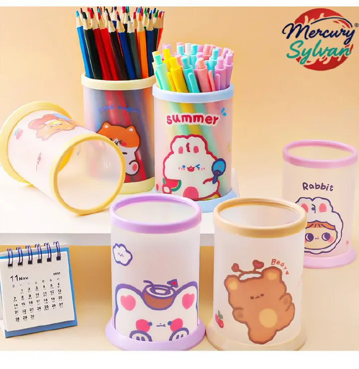 Creative Cute Pen Pencil Holder,Multifunctional Stationery Pen Holder Makeup Brush Holder Kitchen Storage Cup,Cartoon folding DIY pen holder Storage desk Organizer,Kids Office Decor toothbrush Holder