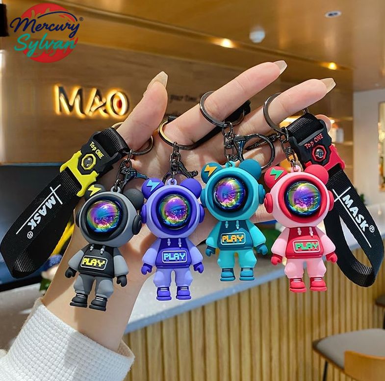Cartoon Cool sapce man KeyChain bag charm Lobster Claw Clasps easy hang on bags Creative Universe Astronaut Pilot Bear Car Keychain Key-ring Student School Bag Pendant Small Gift keyrings key chains