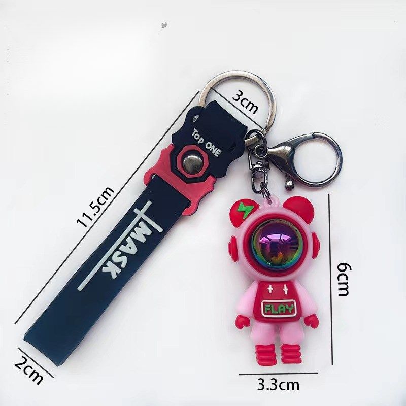 Cartoon Cool sapce man KeyChain bag charm Lobster Claw Clasps easy hang on bags Creative Universe Astronaut Pilot Bear Car Keychain Key-ring Student School Bag Pendant Small Gift keyrings key chains