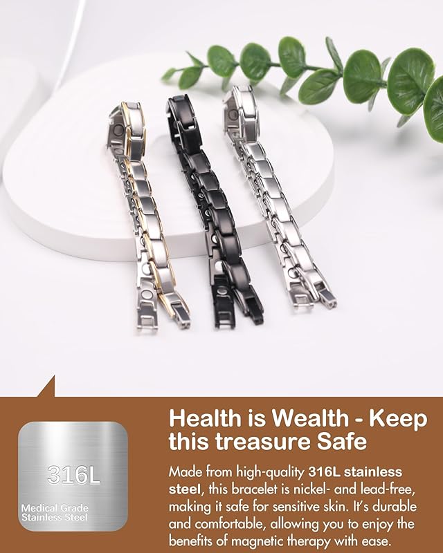 Magnetic Bracelet for men or women, Titanium Steel Magnetic Bracelet with Neodymium Magnets, Christmas Jewelry Gifts.Fashionable & Healthy Bracelet. Modern Jewelry.Social accessories