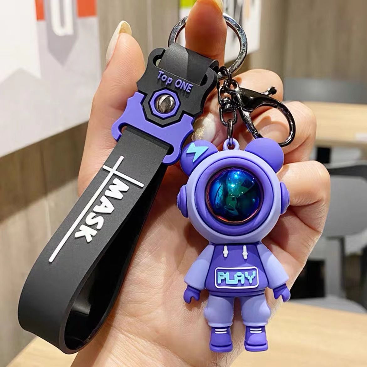 Cartoon Cool sapce man KeyChain bag charm Lobster Claw Clasps easy hang on bags Creative Universe Astronaut Pilot Bear Car Keychain Key-ring Student School Bag Pendant Small Gift keyrings key chains