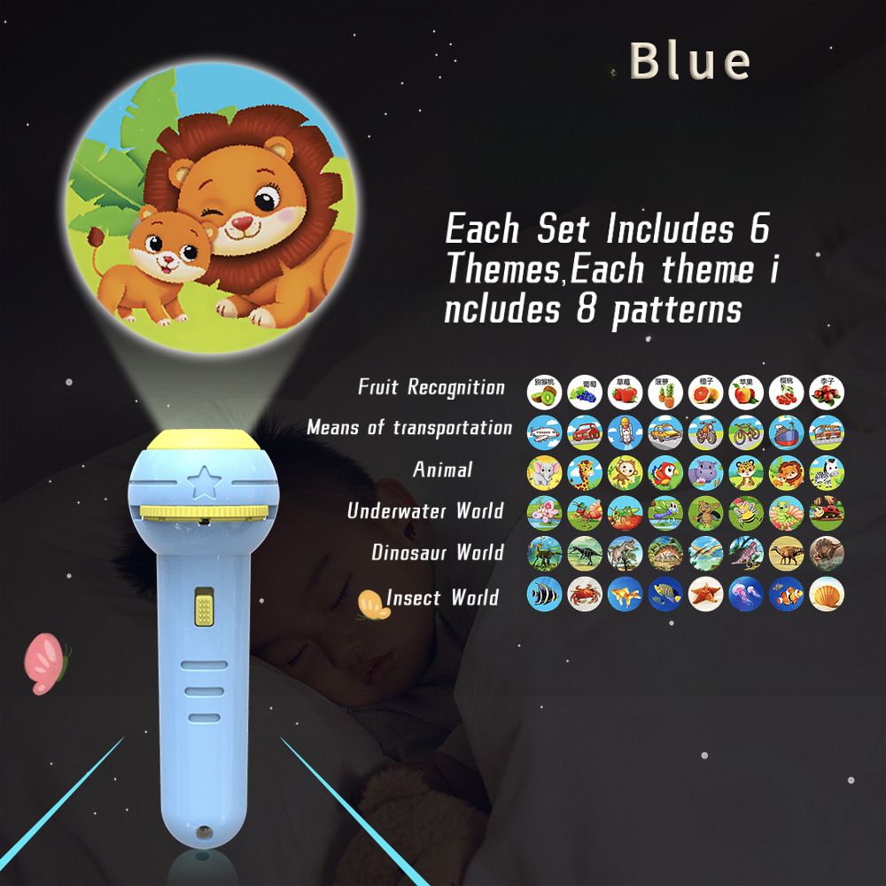 Toddler Projection Flashlight, Projector, Slide Lamp Night Light Toy with 48Images for Kids Boys Girls,Toddler Early Learning Object Recognition Toy – Fun Educational Plaything for Preschoolers