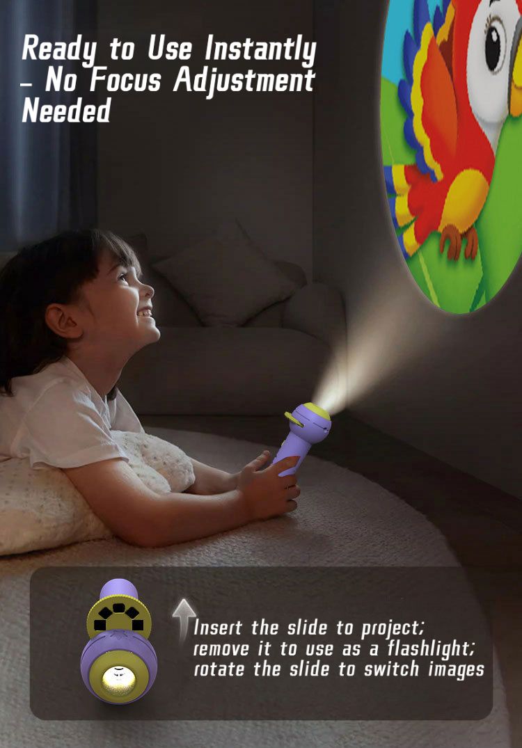 Toddler Projection Flashlight, Projector, Slide Lamp Night Light Toy with 48Images for Kids Boys Girls,Toddler Early Learning Object Recognition Toy – Fun Educational Plaything for Preschoolers