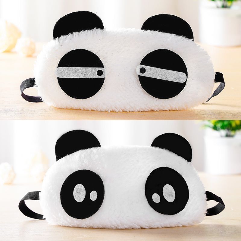 4 pcs Cute Panda Sleeping Mask, Soft Fluffy Plush Blindfold Funny Novelty Animal Sleep Mask Eye Cover Eyeshade for Kids Girls Boys Women Men Night Nap Travel Meditation(Black & White, Panda)
