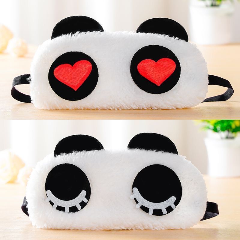 4 pcs Cute Panda Sleeping Mask, Soft Fluffy Plush Blindfold Funny Novelty Animal Sleep Mask Eye Cover Eyeshade for Kids Girls Boys Women Men Night Nap Travel Meditation(Black & White, Panda)