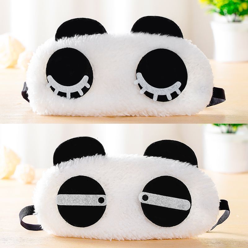 4 pcs Cute Panda Sleeping Mask, Soft Fluffy Plush Blindfold Funny Novelty Animal Sleep Mask Eye Cover Eyeshade for Kids Girls Boys Women Men Night Nap Travel Meditation(Black & White, Panda)