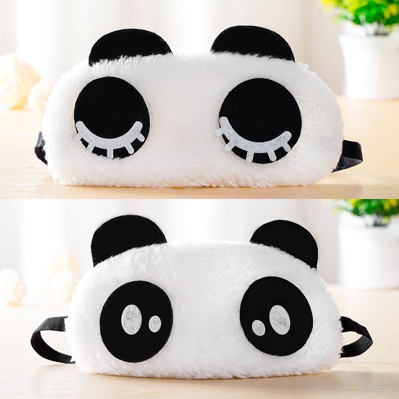 4 pcs Cute Panda Sleeping Mask, Soft Fluffy Plush Blindfold Funny Novelty Animal Sleep Mask Eye Cover Eyeshade for Kids Girls Boys Women Men Night Nap Travel Meditation(Black & White, Panda)