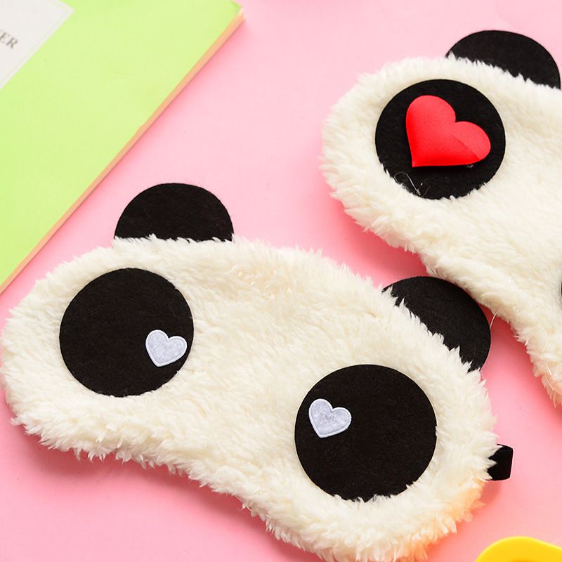 4 pcs Cute Panda Sleeping Mask, Soft Fluffy Plush Blindfold Funny Novelty Animal Sleep Mask Eye Cover Eyeshade for Kids Girls Boys Women Men Night Nap Travel Meditation(Black & White, Panda)