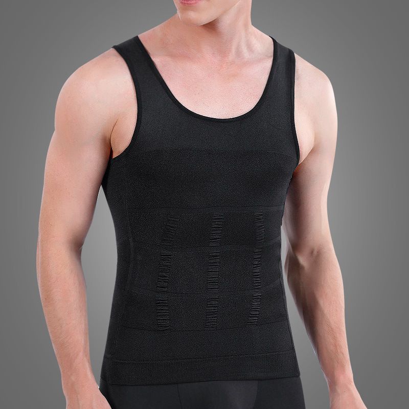 3XXXL Men's Shape wear Vest T Shirt Chest Binder Body Sculpting Men Compression Shapewear Chest Binder-Tummy Waist Control Body Sculpting Vest Top Sleeveless Short sleeve Waist Trainer Hot Body Shaper