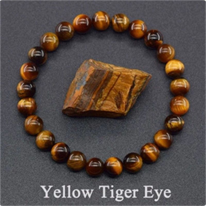 Lucky Tiger’s Eye Citrine Bracelet Natural Stone Wealth Bracelet,Handmade Beaded Jewelry for Healing Calming Anxiety Stress Relief Gifts Pulseras Para Hombres Mujer Stocking Stuffer Yoga Bracelet