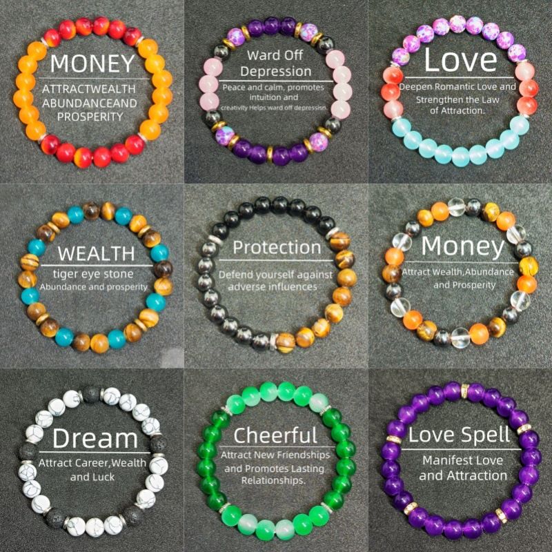 Lucky Energy Stone Bracelets Holiday Gifts, Tokens of Friendship&Love,Lucky Energy Crystal & Stone Bracelets,Lucky Energy Crystal Bracelets –Comfortable Wear,Symbolizes money/ wealth/ love
