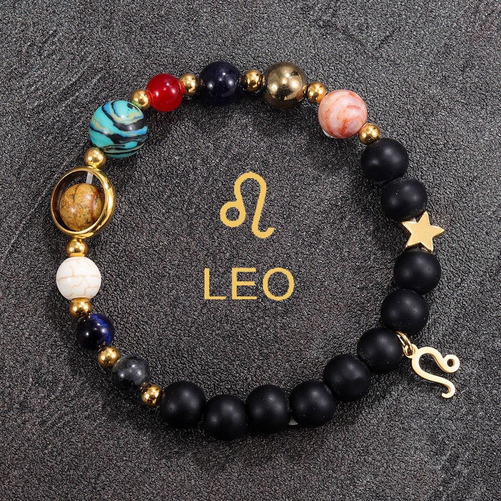 Eight Planets 12 Zodiac Signs Bracelets,Cosmic Natural Stone Bracelets-2/2,Gifts, Decorative Bracelets, Couples Jewelry,Zodiac Bracelets for Women Men,12 Constellations Healing Crystal Stone Beads
