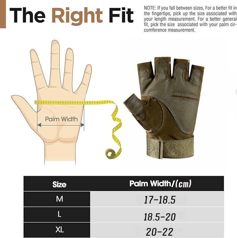 Fingerless Tactical Gloves for Men and Women Motorcycle Gloves for Tactical Shooting, Hunting,Cycling and Hiking,Summer Work & Cycling Gloves: Half-Finger with Palm & Joint Protection, Wear-Resistant