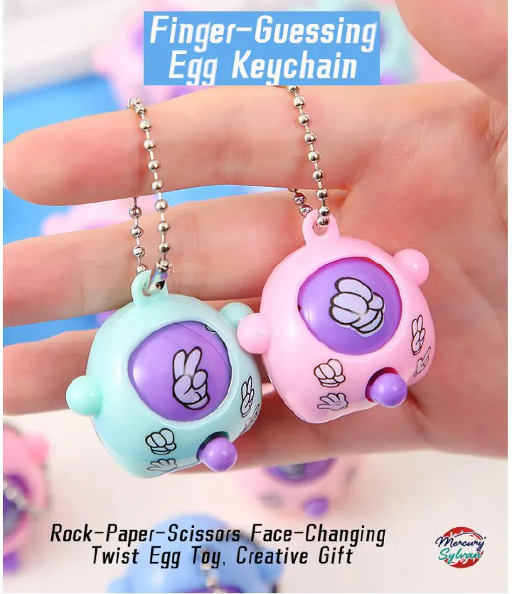 Random Rock Paper Scissors toy Game Accessories Props for Babies Kids Children Teens Adults party Finger Guessing Egg Keychain Face Changing Twist Egg Toy Creative Gift fidget toy Stress relief toy