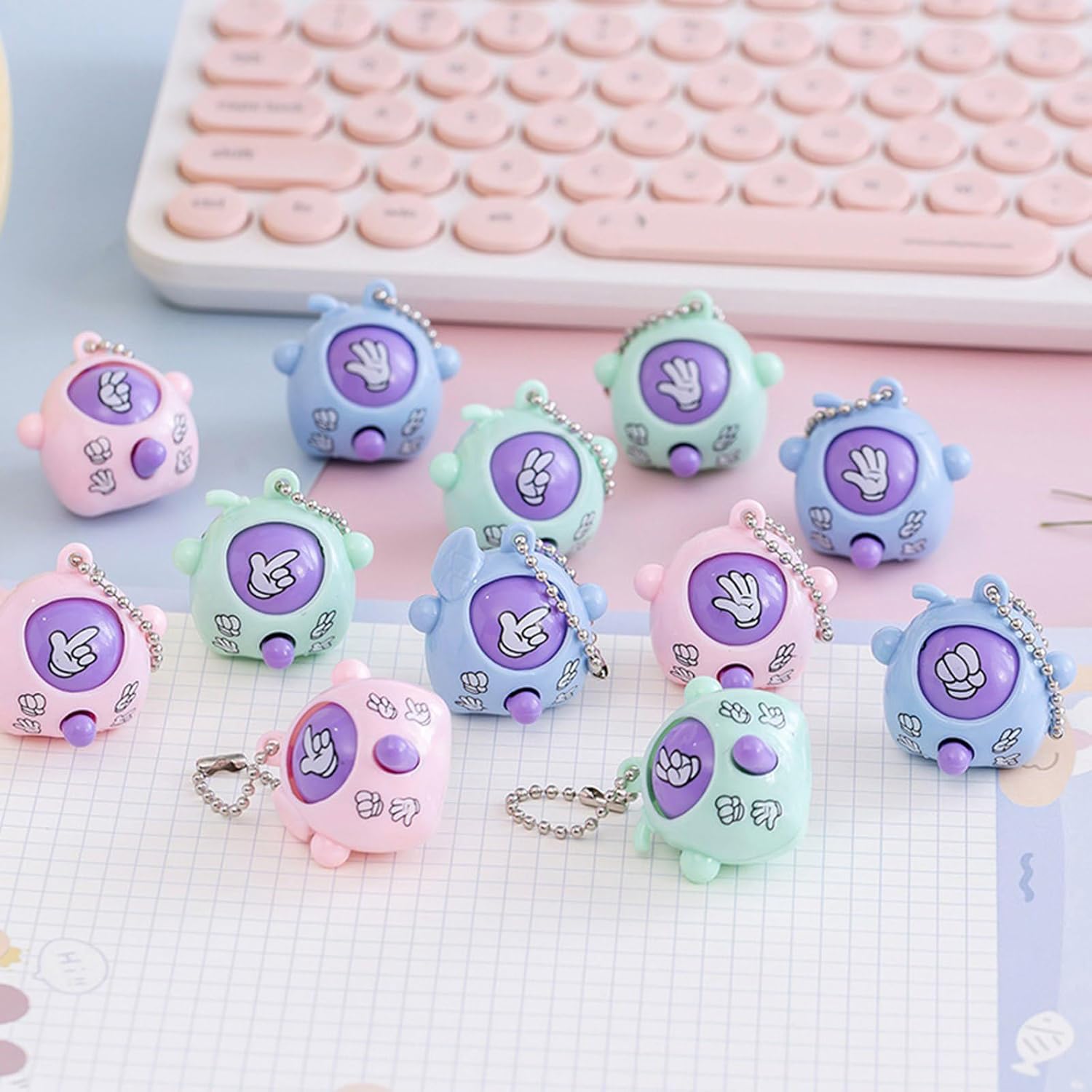 Random Rock Paper Scissors toy Game Accessories Props for Babies Kids Children Teens Adults party Finger Guessing Egg Keychain Face Changing Twist Egg Toy Creative Gift fidget toy Stress relief toy