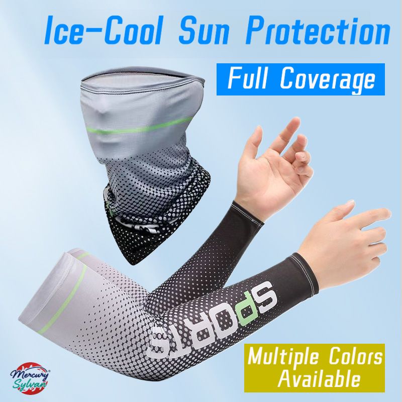 MS UV Sun Protection Compression Arm Sleeves Balaclava Face Mask &Cooling Arm Sleeves for Men & Women,,Breathable Neck Gaiter Unisex Sun Sleeve for Outdoor Sport