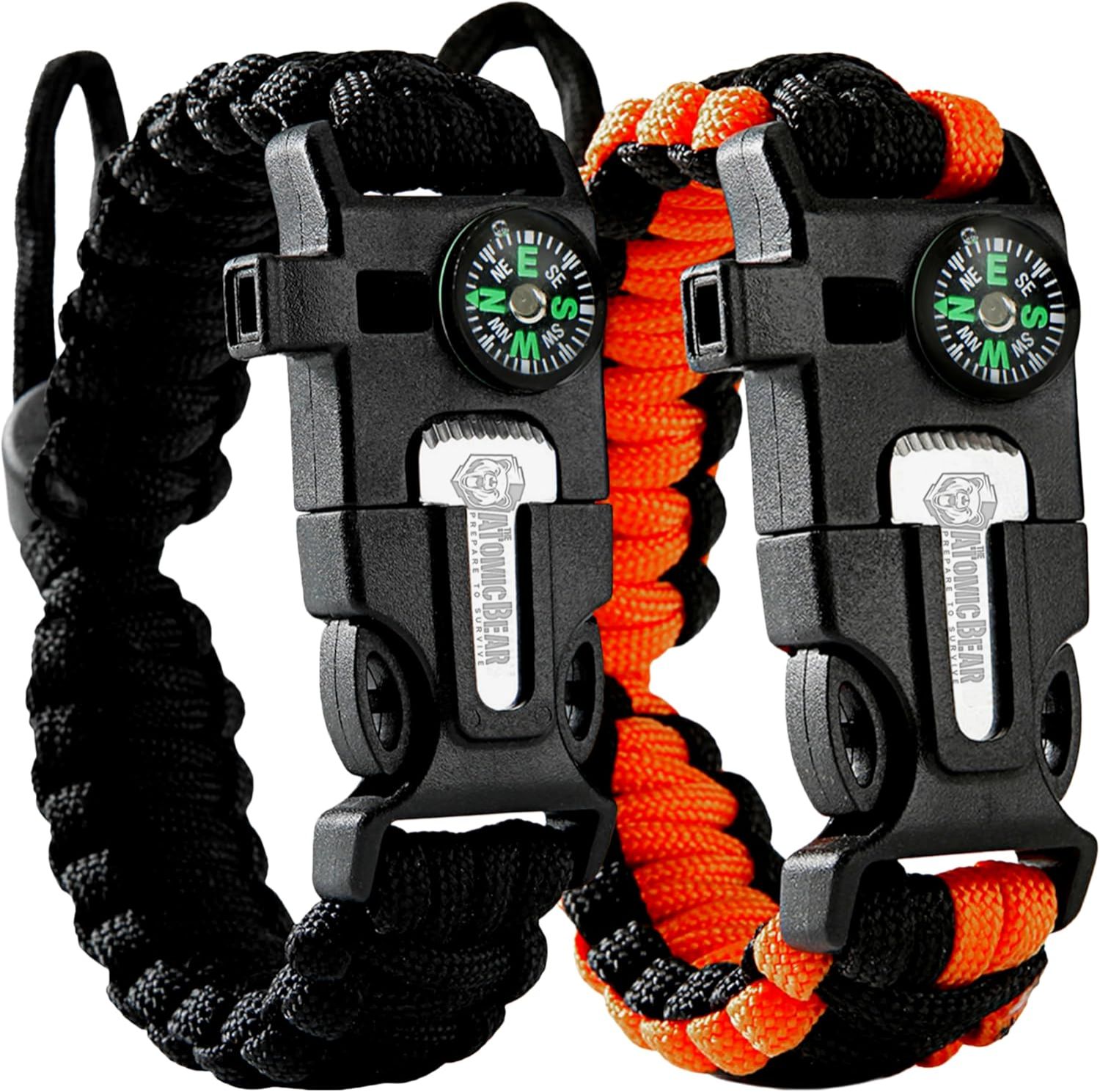 2pcs MS 5-in-1 Multifunctional  Survival Paracord Bracelet,Fire Starter,Loud Whistle,7-Core Lifesaving Rope, Durable,Reliable, Essential Gear for Outdoor Camping,Hiking,Fishing,Hunting,adventures