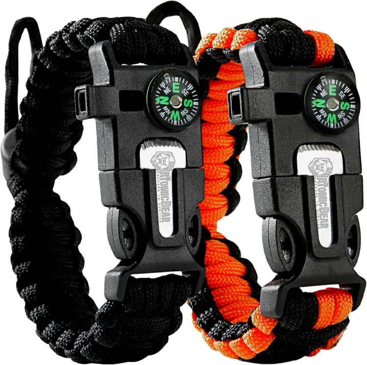 2pcs MS 5-in-1 Multifunctional  Survival Paracord Bracelet,Fire Starter,Loud Whistle,7-Core Lifesaving Rope, Durable,Reliable, Essential Gear for Outdoor Camping,Hiking,Fishing,Hunting,adventures