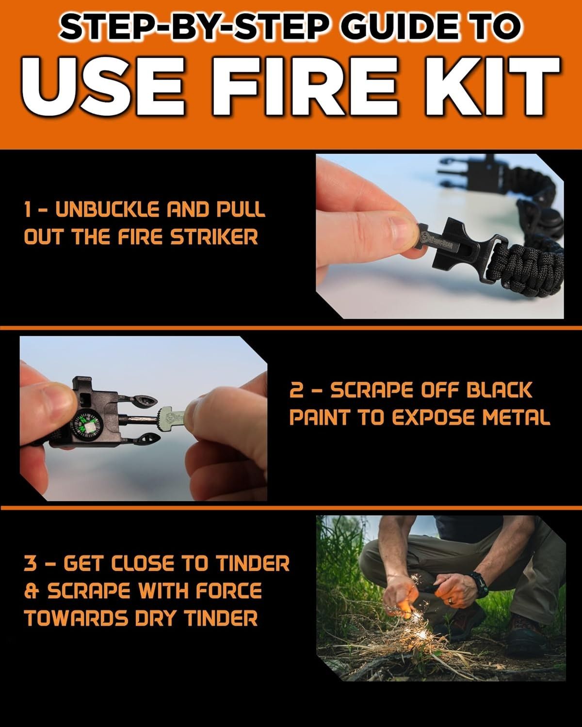 2pcs MS 5-in-1 Multifunctional  Survival Paracord Bracelet,Fire Starter,Loud Whistle,7-Core Lifesaving Rope, Durable,Reliable, Essential Gear for Outdoor Camping,Hiking,Fishing,Hunting,adventures