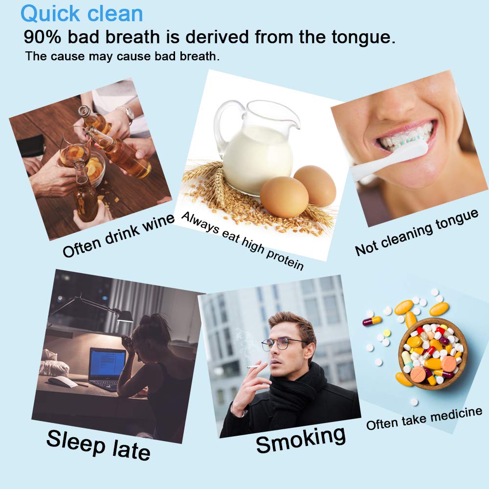 MS New Metal Tongue Scraper Cleaner,Suitable for Adults Kids,Medical Grade Metal Tongue Brush Set,Quickly Freshen Breath Eliminates Bad Breath,Stainless Steel Tongue Brush with Travel Cases,black blue