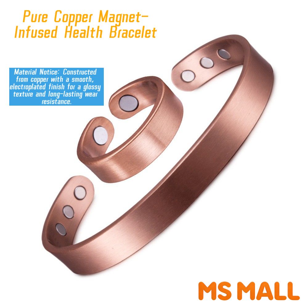 Copper Bracelet for Men and Women, 99.9% Pure Copper Magnetic Bangle with 6pcs 3500 Gauss Pure Copper Magnet-Infused Health Bracelet - Unisex Blessing Pattern Bangle, Ideal for Personal Use or Gifting
