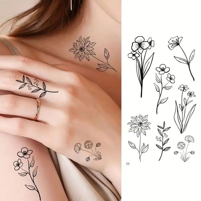 30sheets Tattoo sticks Watermark Realistic Temporary Tattoos - Fade in 3-5 Days Various Unique Patterns  Multicolor Modern Floral Effortless Life Fun, Boost Charm for Gifting & Personal Use