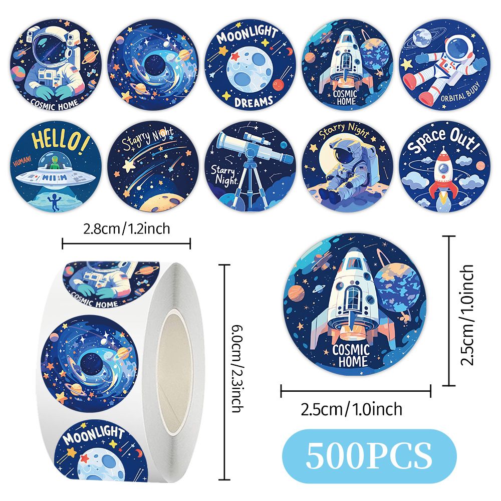 500pcs Astronaut&Animal Sticker Roll -English Design for Kids Reward,Self-Adhesive Sealing Stickers,Reward Labels for Toddlers Teachers Party Favors Goodie Bags Scrapbooking Crafts