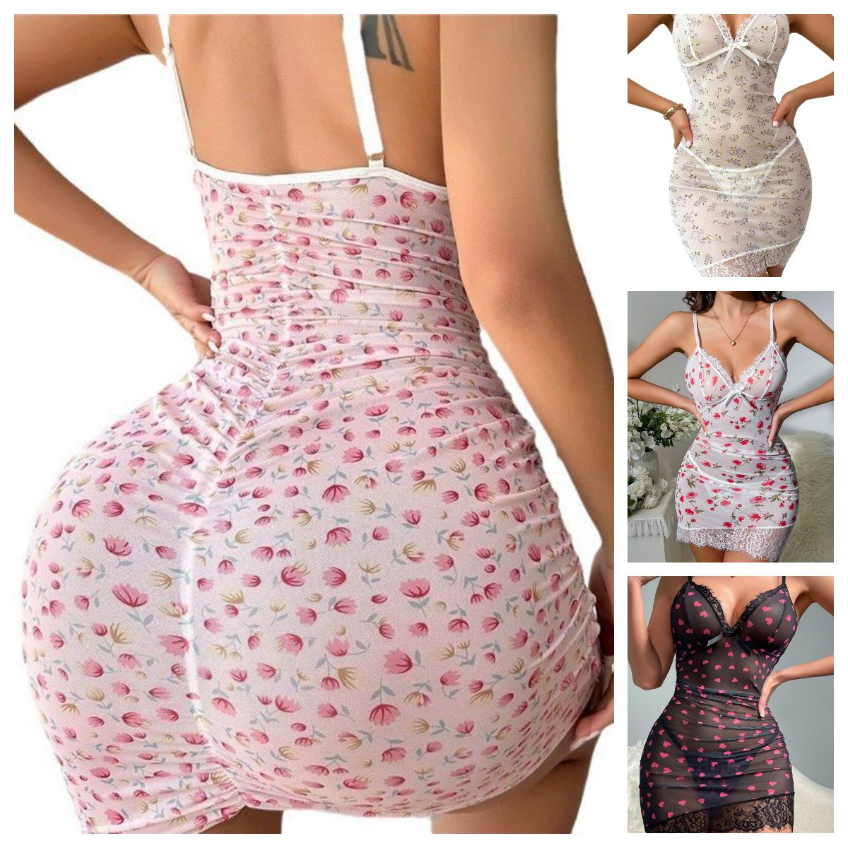 Women Dress Lingerie Lace Chemise V Neck sleepdress Sexy Nightgown Sleepwear,Summer Style Slip Dress,Cool&Sexy,Nightdress,Breathable&Comfortable sleep dress,Ideal Gift or Daily Wear S/M/L/XL/XXL/XXXL