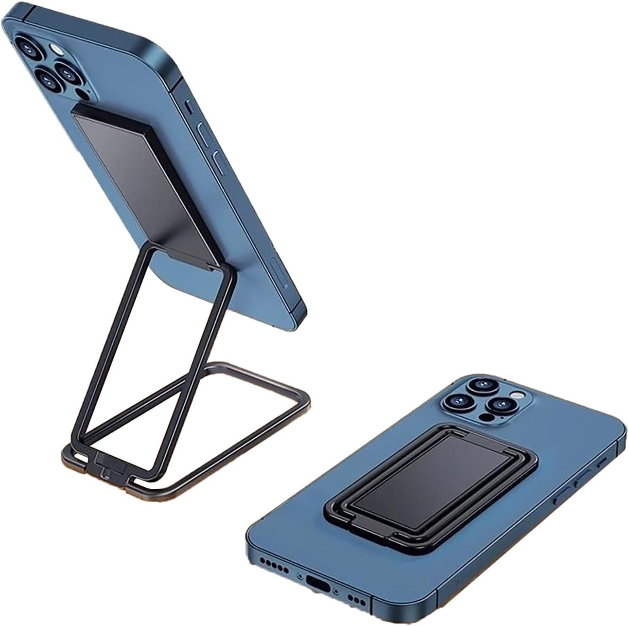 2pcs Metal 3 types 𝗙𝗼𝗹𝗱𝗮𝗯𝗹𝗲 𝗔𝗱𝗷𝘂𝘀𝘁𝗮𝗯𝗹𝗲 Phone Kickstand Ring Holder,Magnetic Cell Phone Grip,Phone Stand on Desk,Adhesive Phone Holder for Hand,360° Rotation Ring for iPhone Case