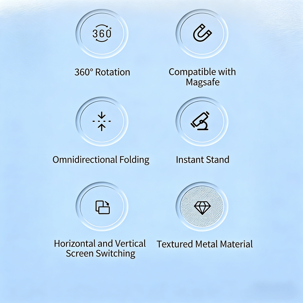 MagSafe Phone Grip,360° Rotation Magnetic Cell Phone Grip,Dual-Ring Magnetic Ring Holder Kickstand Mag Safe Ring Phone Stand,Foldable Desktop Holder,Strong Magnetic,Metal Stand for iPhone  Android