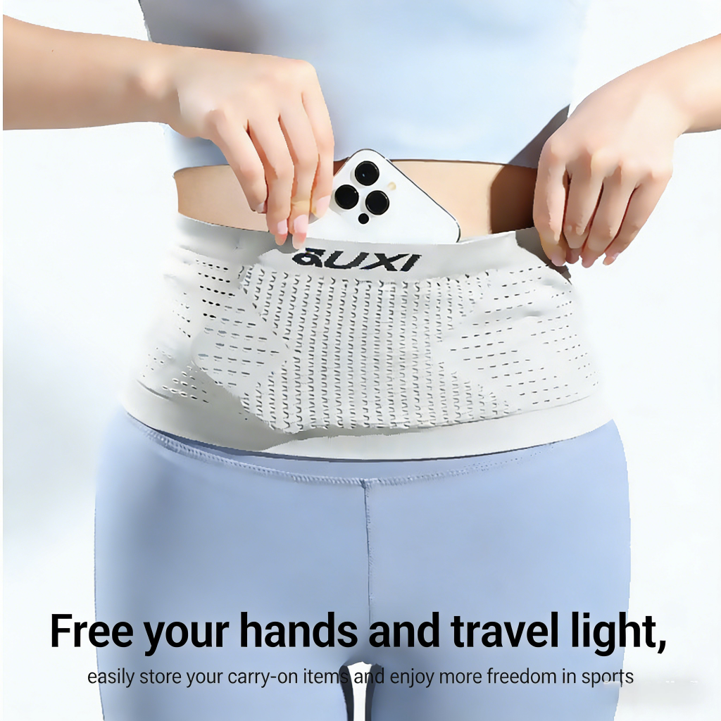 Running Belt for Men&Women-Secure Jogging Pouch for Phone, Keys&Essentials - For All Cell Phone Running Waist Pack,Slim Outdoor Invisible Phone Bag,Breathable Knit Water Resistant Sports Fanny Pack