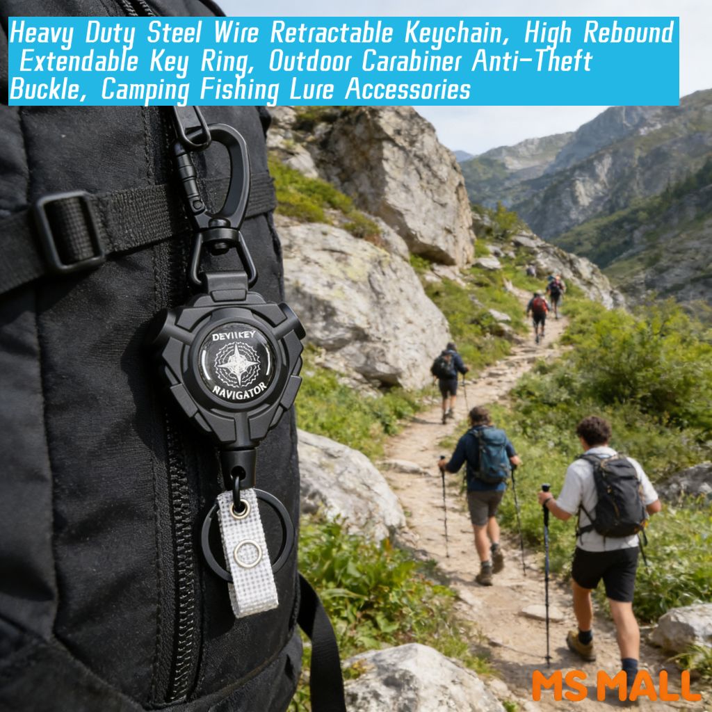 1-2pcs Heavy Duty Steel Wire Retractable Keychain,High Rebound Extendable Key Ring,Outdoor Carabiner Anti-Theft Buckle,Camping Fishing Lure Accessories,Heavy Duty Carabiner Badge Holder