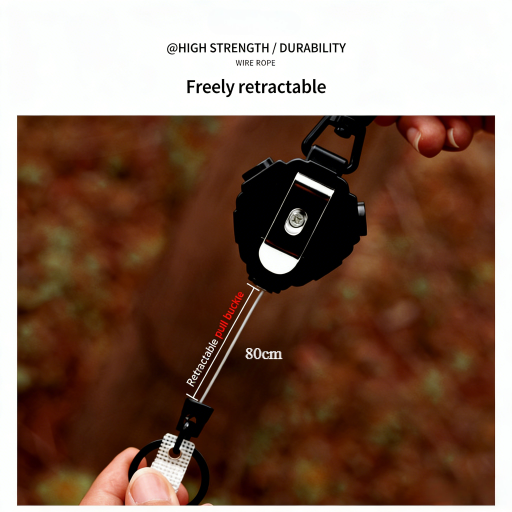 1-2pcs Heavy Duty Steel Wire Retractable Keychain,High Rebound Extendable Key Ring,Outdoor Carabiner Anti-Theft Buckle,Camping Fishing Lure Accessories,Heavy Duty Carabiner Badge Holder