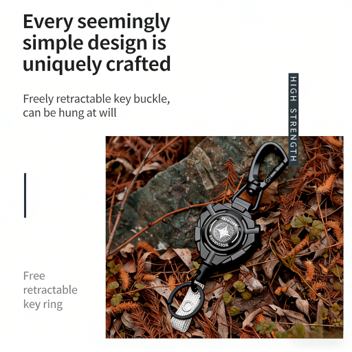 1-2pcs Heavy Duty Steel Wire Retractable Keychain,High Rebound Extendable Key Ring,Outdoor Carabiner Anti-Theft Buckle,Camping Fishing Lure Accessories,Heavy Duty Carabiner Badge Holder