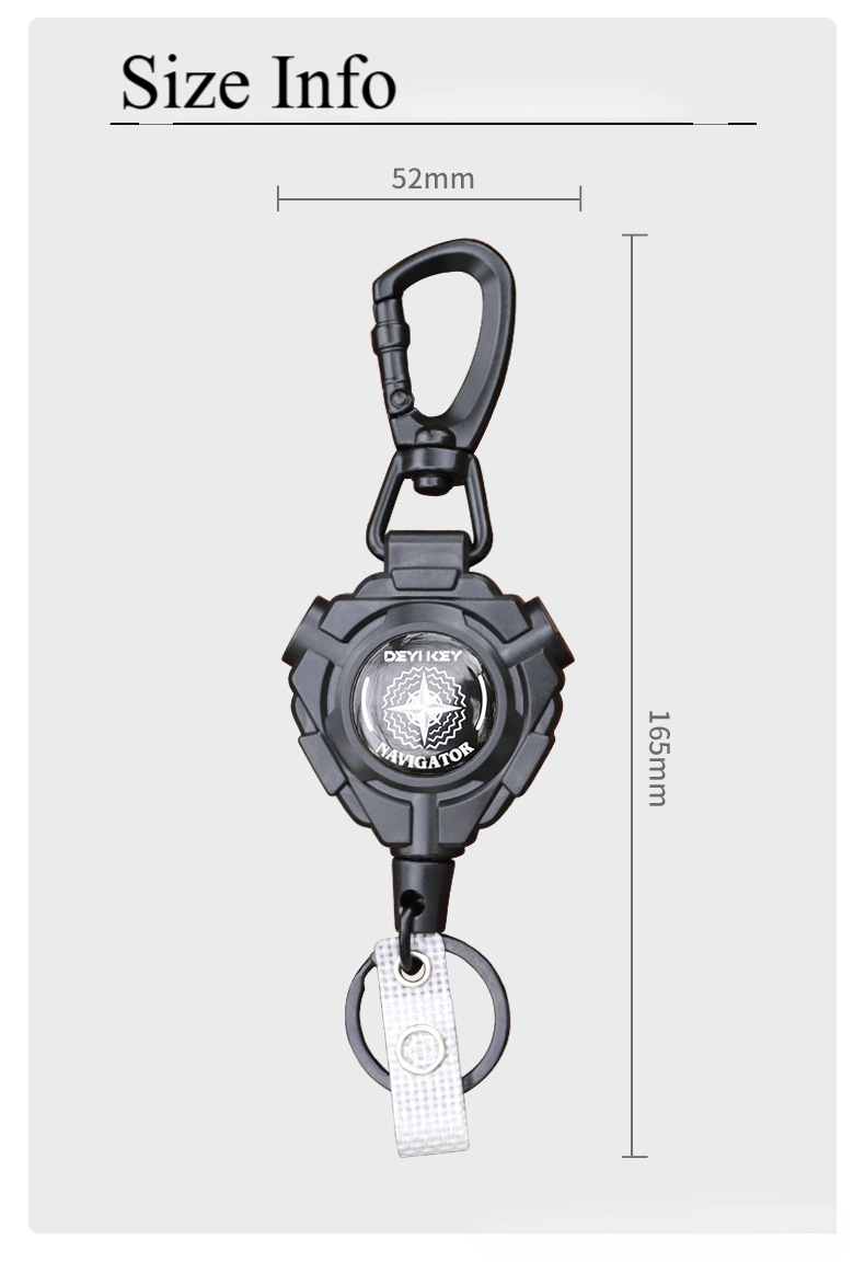 1-2pcs Heavy Duty Steel Wire Retractable Keychain,High Rebound Extendable Key Ring,Outdoor Carabiner Anti-Theft Buckle,Camping Fishing Lure Accessories,Heavy Duty Carabiner Badge Holder