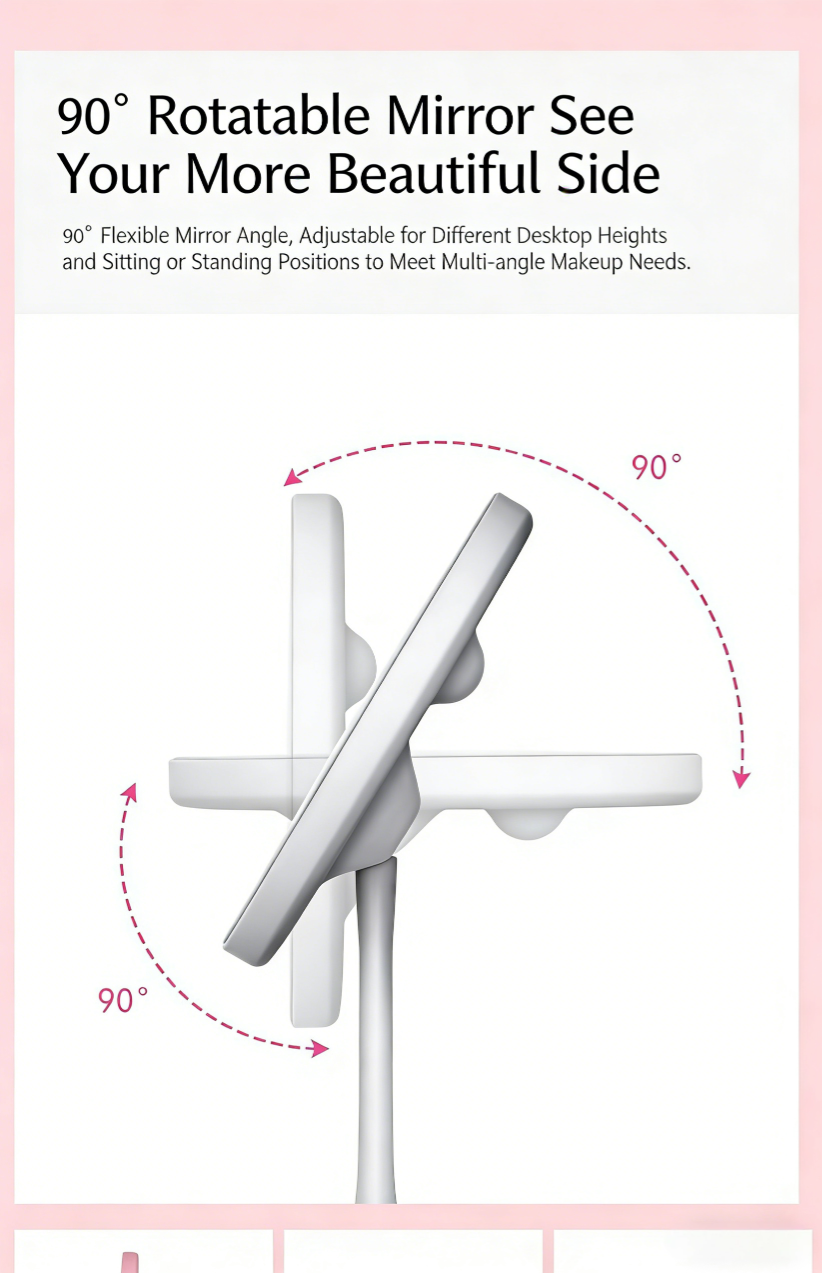 Rechargeable Travel Makeup Mirror 3-Color Adjustable Led Lights,Portable Lighted Beauty Mirror,3 Color Lighting,Dimmable Touch Screen,Tabletop LED Folding Cosmetic Vanity Mirror Round