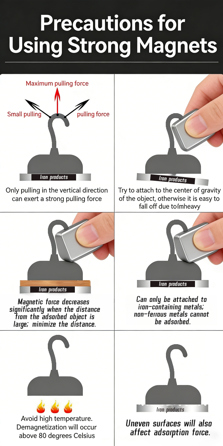 1-10pcs Magnetic Hooks,Metal Heavy Duty Magnet Hooks, No Drill Magnetic Suction Cup Hangers Refrigerator Fridge Hanging for Classroom Beach Vacation Kitchen Grills- high-quality neodymium magnets