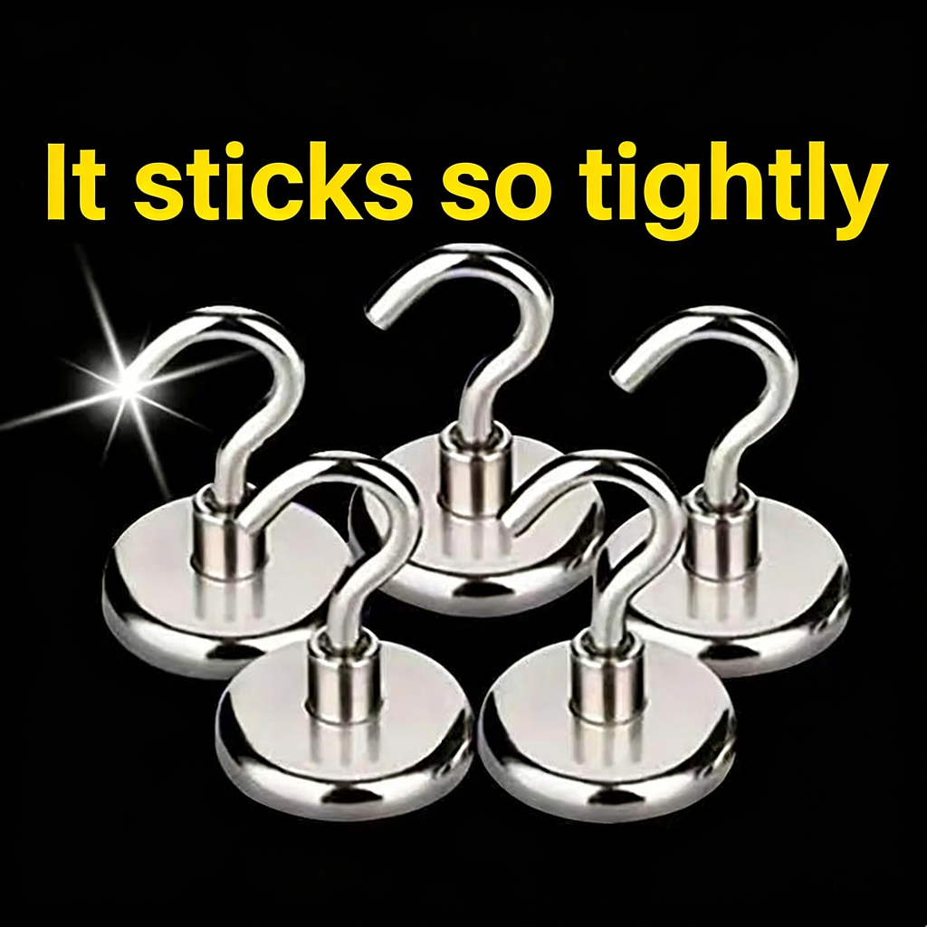 1-10pcs Magnetic Hooks,Metal Heavy Duty Magnet Hooks, No Drill Magnetic Suction Cup Hangers Refrigerator Fridge Hanging for Classroom Beach Vacation Kitchen Grills- high-quality neodymium magnets
