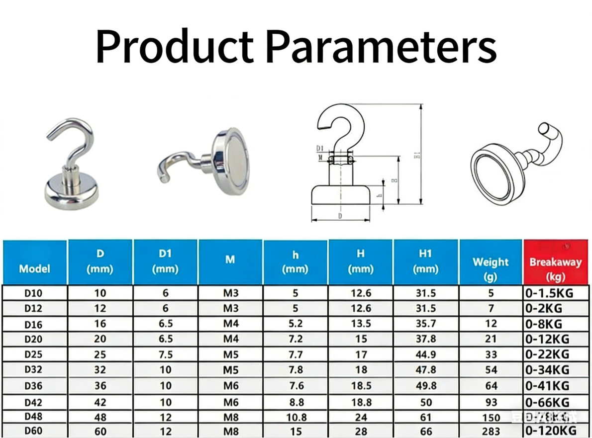1-10pcs Magnetic Hooks,Metal Heavy Duty Magnet Hooks, No Drill Magnetic Suction Cup Hangers Refrigerator Fridge Hanging for Classroom Beach Vacation Kitchen Grills- high-quality neodymium magnets