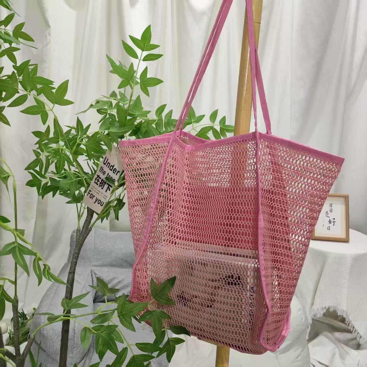 BeachNylon Mesh Tote Bag,Casual Tote Bag Hobo Women Foldable MAX 23L Shoulder Bag For Beach Picnic Vacation, Women's Foldable Mesh Beach Bag,Lightweight Shoulder Handbag for outdoor travel