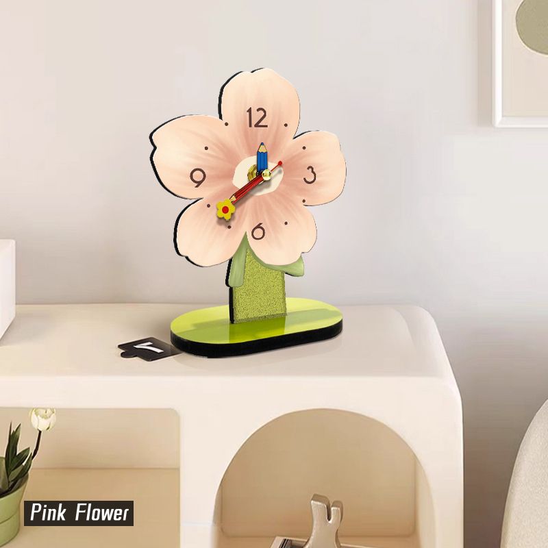 Flower Clock Silent Non-Ticking Wall Clock Decorative Flower Shaped for Living Room Bedroom Kitchen Office,Cartoon Bear Clock Decor, Creative Ornament for Kids' Study Desk & Living Room
