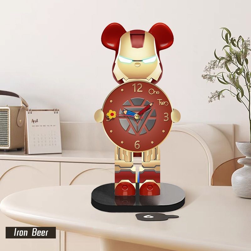 Flower Clock Silent Non-Ticking Wall Clock Decorative Flower Shaped for Living Room Bedroom Kitchen Office,Cartoon Bear Clock Decor, Creative Ornament for Kids' Study Desk & Living Room