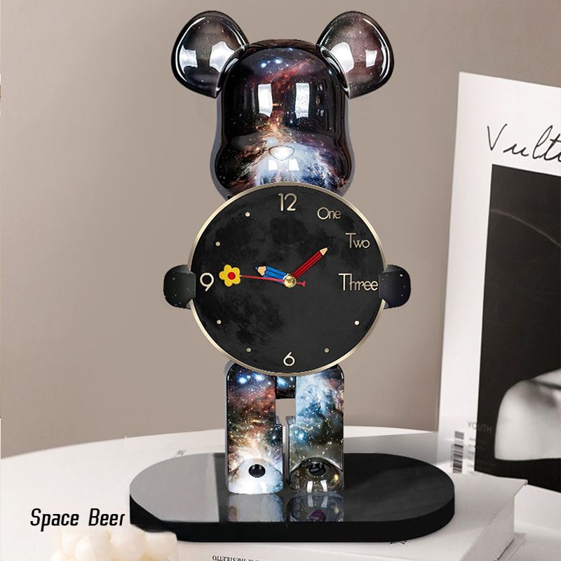 Flower Clock Silent Non-Ticking Wall Clock Decorative Flower Shaped for Living Room Bedroom Kitchen Office,Cartoon Bear Clock Decor, Creative Ornament for Kids' Study Desk & Living Room