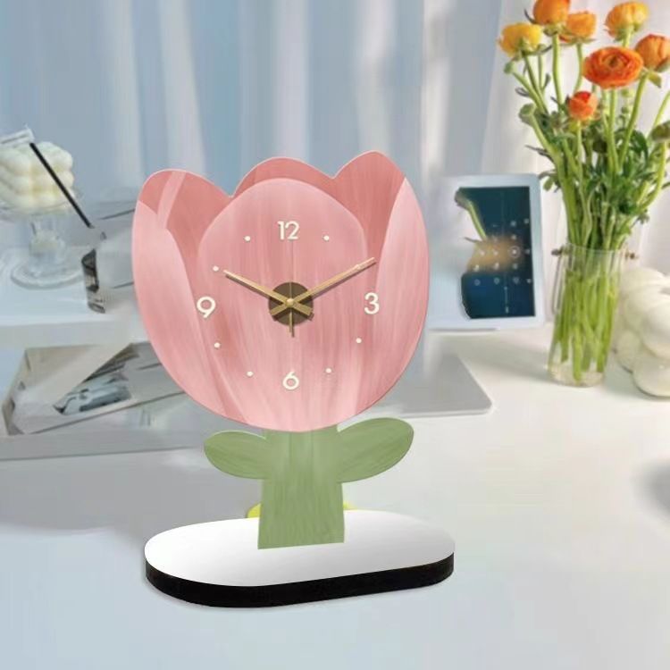 Flower Clock Silent Non-Ticking Wall Clock Decorative Flower Shaped for Living Room Bedroom Kitchen Office,Cartoon Bear Clock Decor, Creative Ornament for Kids' Study Desk & Living Room