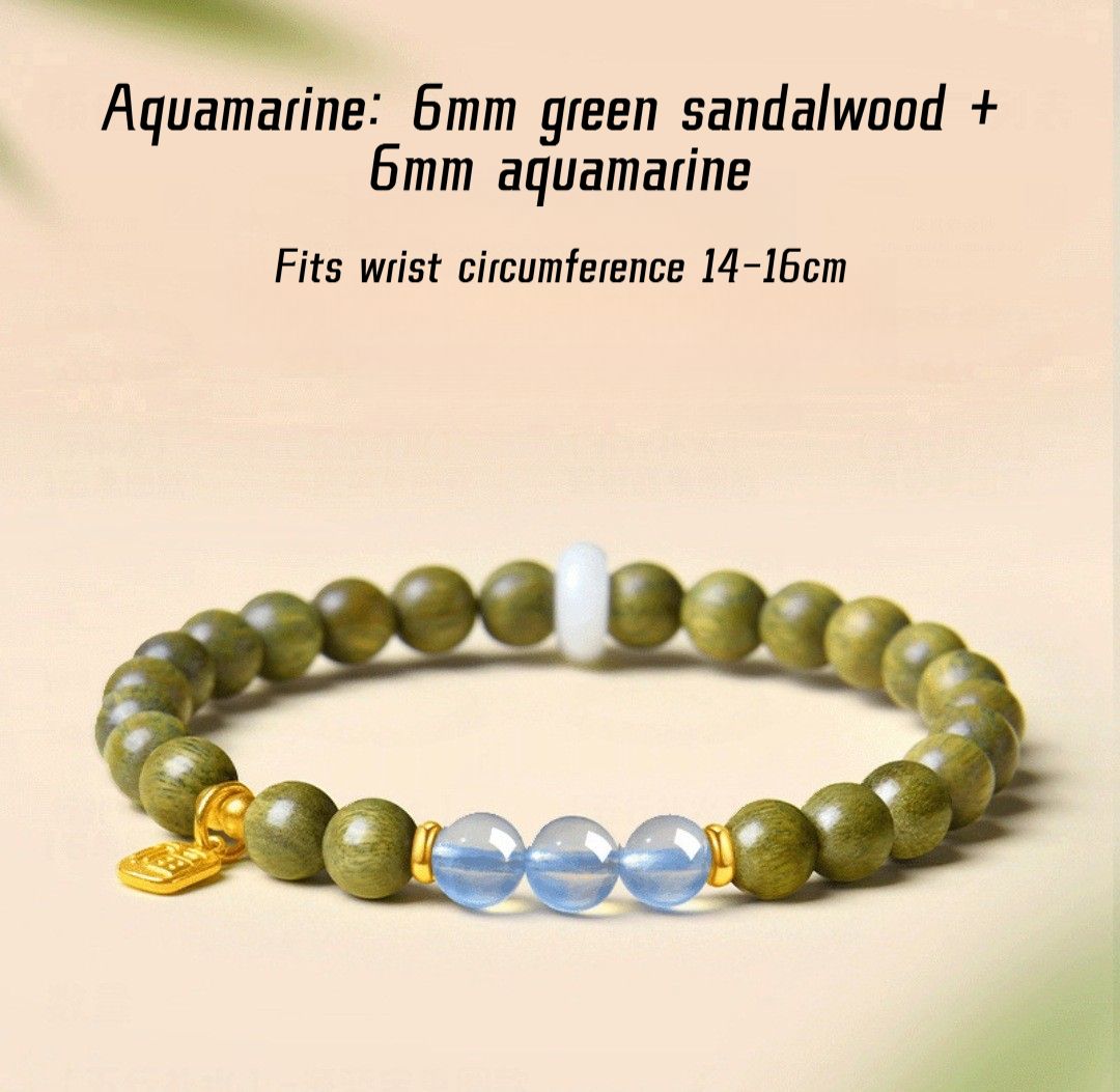Jade Bracelet -Putuo Mountain Natural Green Sandalwood & Hetian Jade Bracelet for Women • Wooden Wenwan Buddhist Prayer Beads • Aromatic Calming Meditation Mala