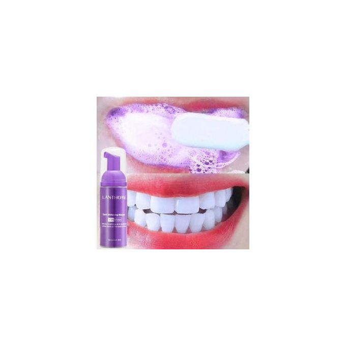 Lanthome V34 teeth whitening and stain remover mousse Colour Corrector restores brightness and neutralises yellow tones on the tooth surface