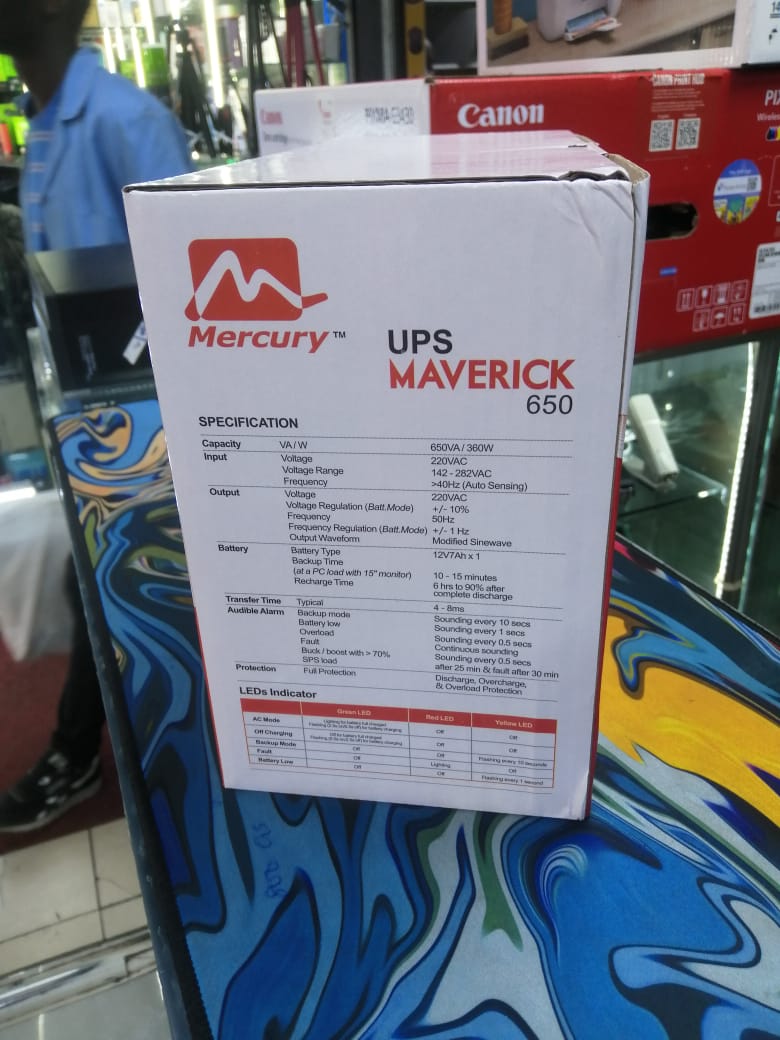 MERCURY MAVERICK 650 UPS LINE INTERACTIVE SUPERIOR DURABLE QUALITY AND EXTENDED POWER BACK PERFOMANCE