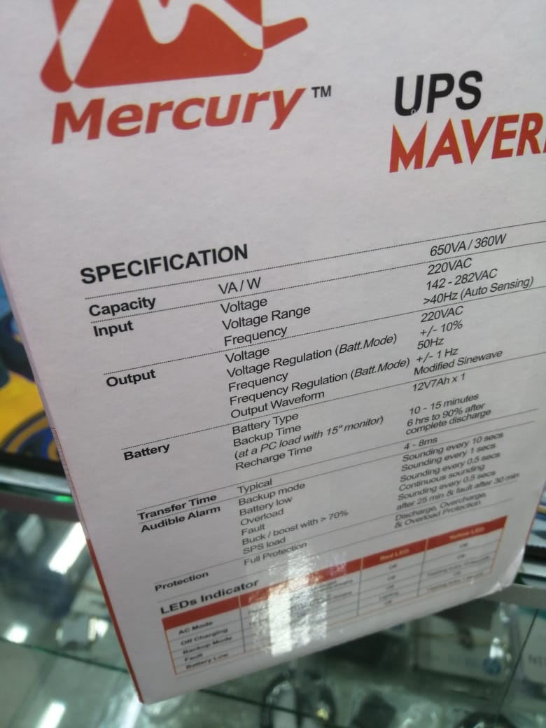 MERCURY MAVERICK 650 UPS LINE INTERACTIVE SUPERIOR DURABLE QUALITY AND EXTENDED POWER BACK PERFOMANCE