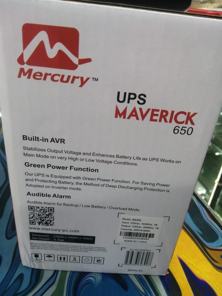 MERCURY MAVERICK 650 UPS LINE INTERACTIVE SUPERIOR DURABLE QUALITY AND EXTENDED POWER BACK PERFOMANCE